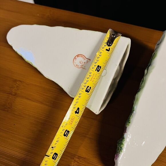 2 Japan Vintage Wall Pockets Planter Vase Porcelain Hand Painted Grapes Cherub - Picture 8 of 8